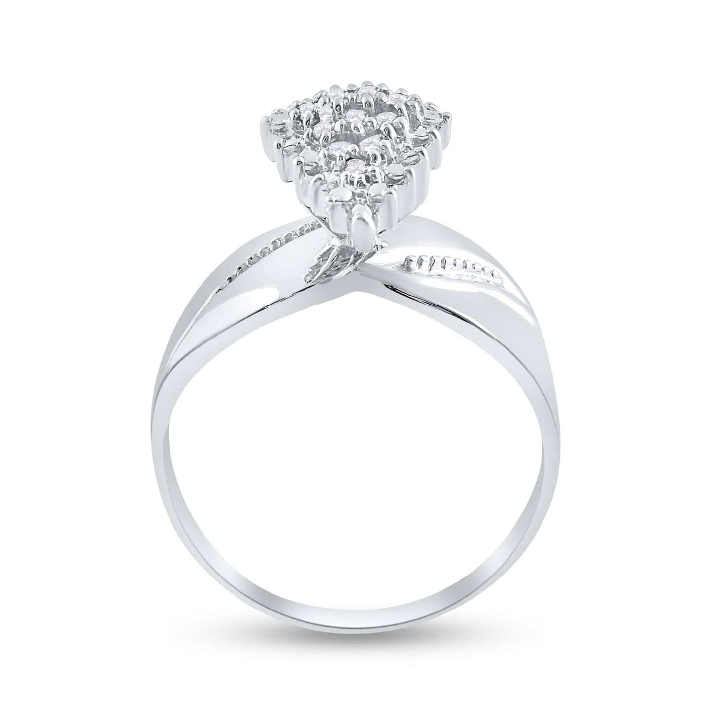 Sterling Silver Womens Round Diamond Cluster Ring 1/8 Cttw, Womens Size: 5-10
