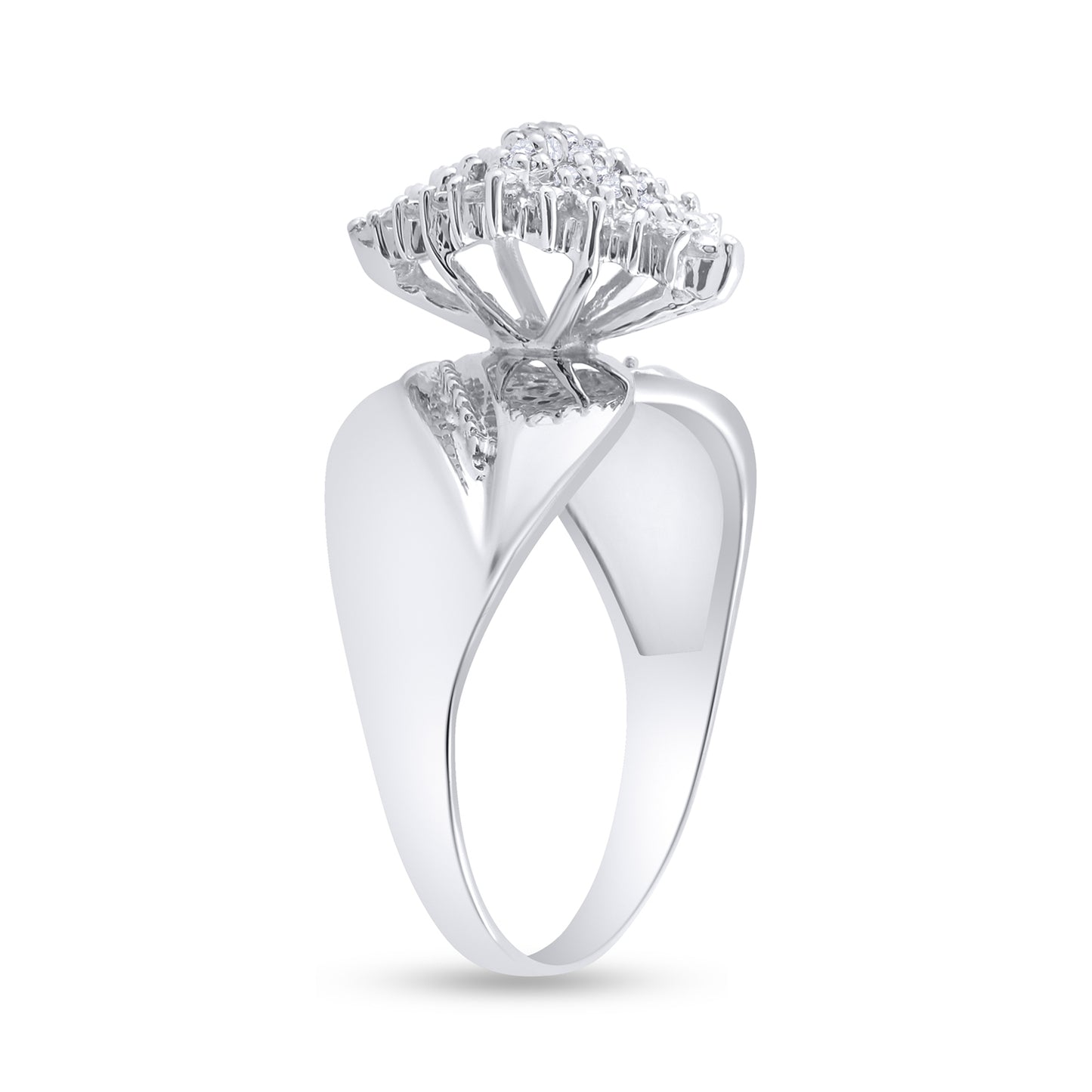 Sterling Silver Womens Round Diamond Cluster Ring 1/8 Cttw, Womens Size: 5-10