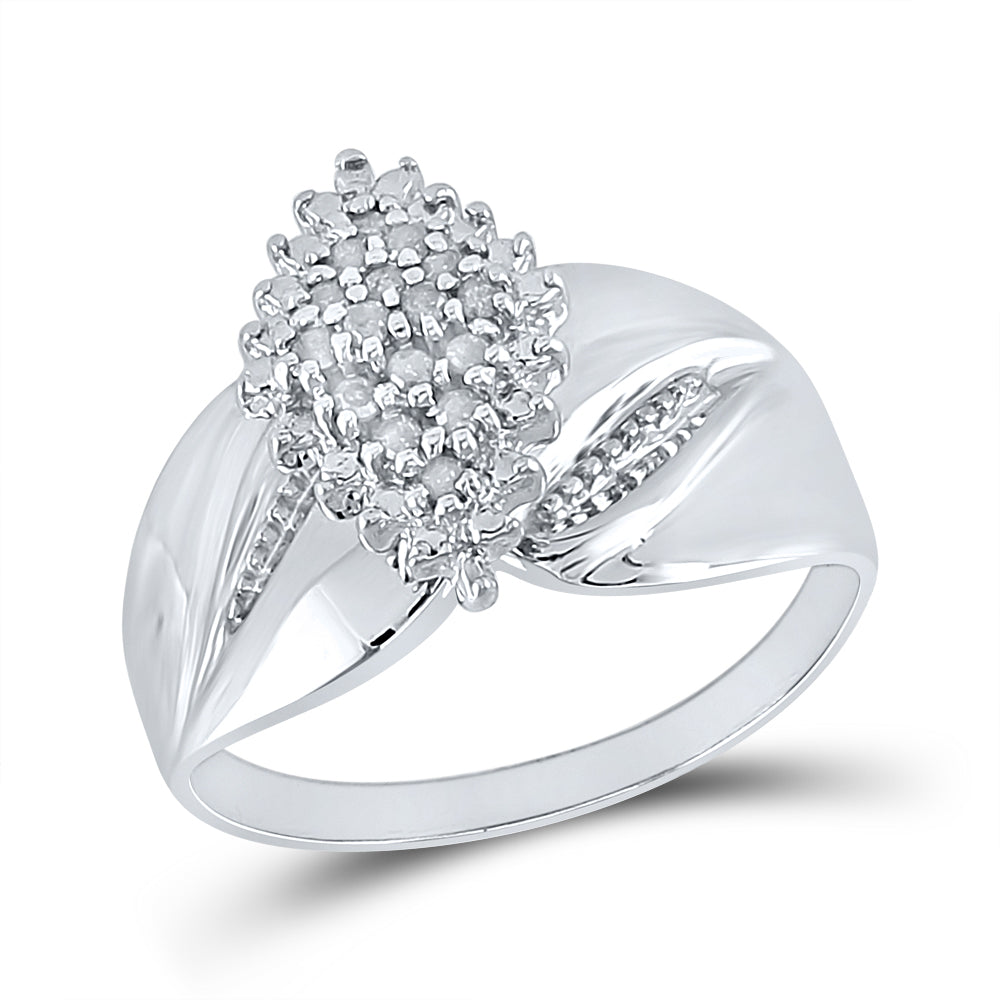 Sterling Silver Womens Round Diamond Cluster Ring 1/8 Cttw, Womens Size: 5-10