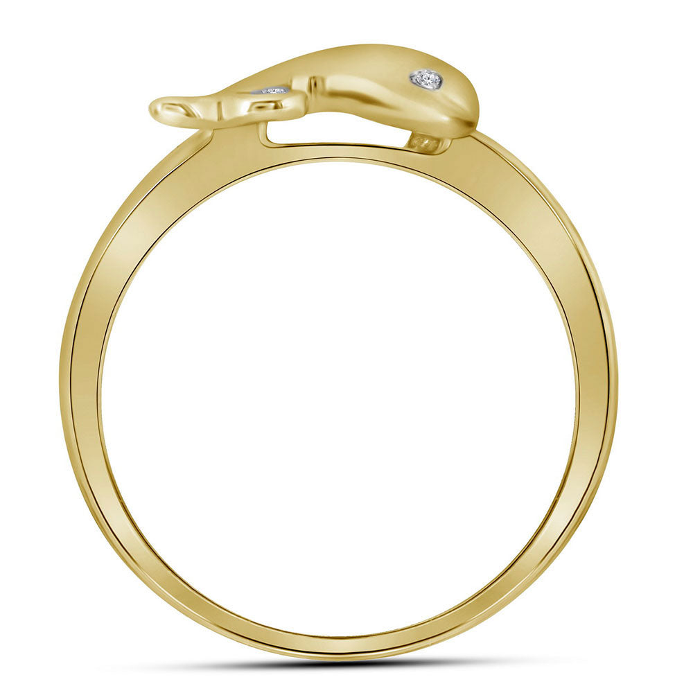 10kt Yellow Gold Womens Round Diamond Slender Dolphin Animal Fish Wedding Engagement Anniversary Ring 1/20 Cttw, Women Size: 5-9