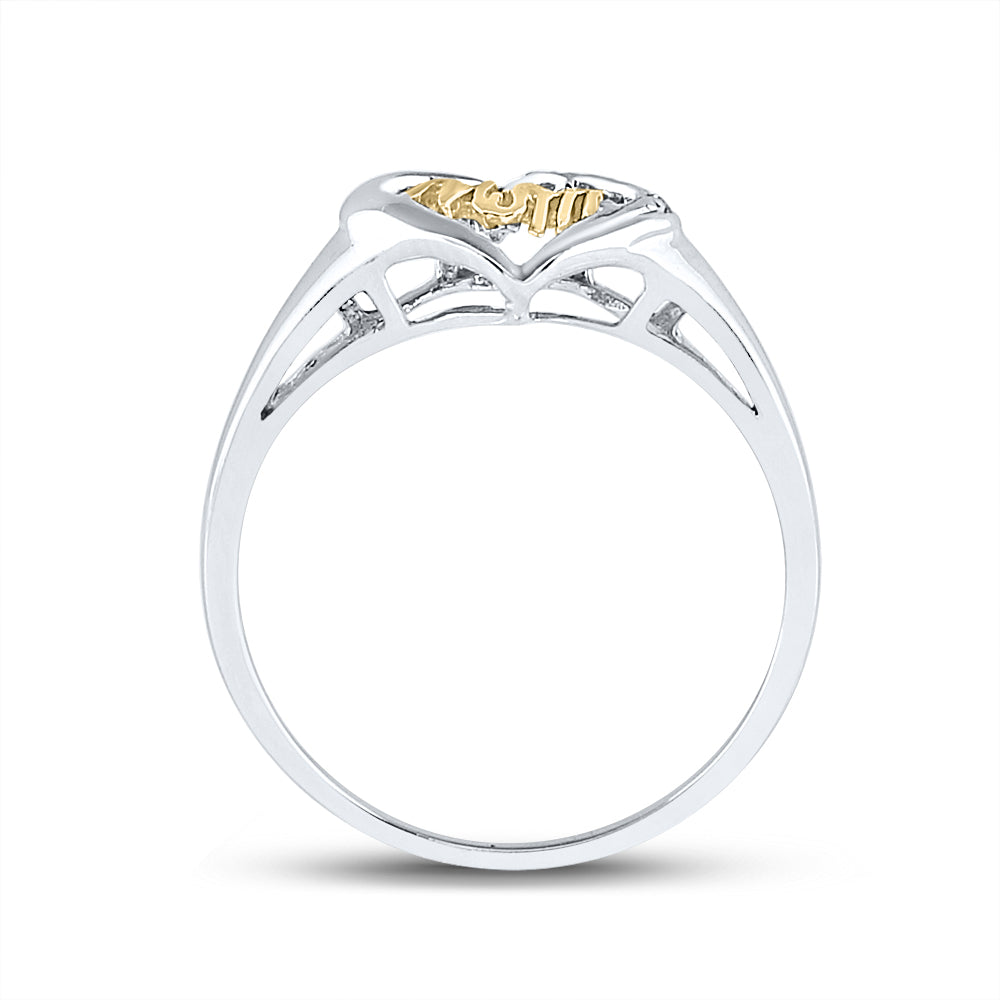 Sterling Silver Womens Round Diamond Mom Heart Ring .02 Cttw, Womens Size: 5-10