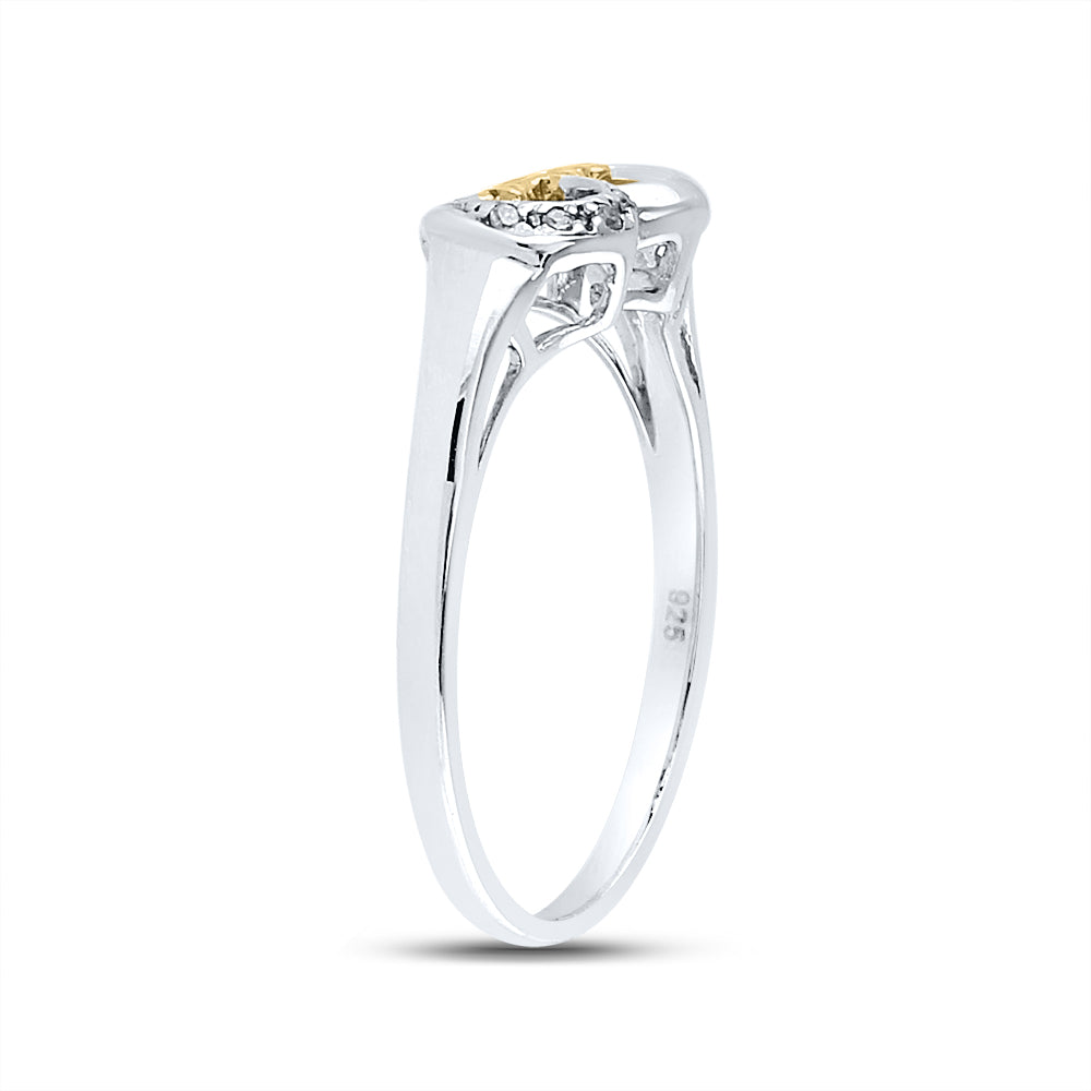 Sterling Silver Womens Round Diamond Mom Heart Ring .02 Cttw, Womens Size: 5-10