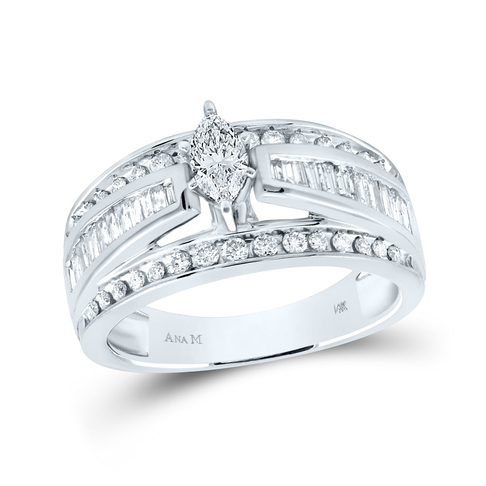 14K White Gold Marquise Diamond Solitaire Bridal Wedding Engagement Ring 1 Cttw, Womens Size: 5-10