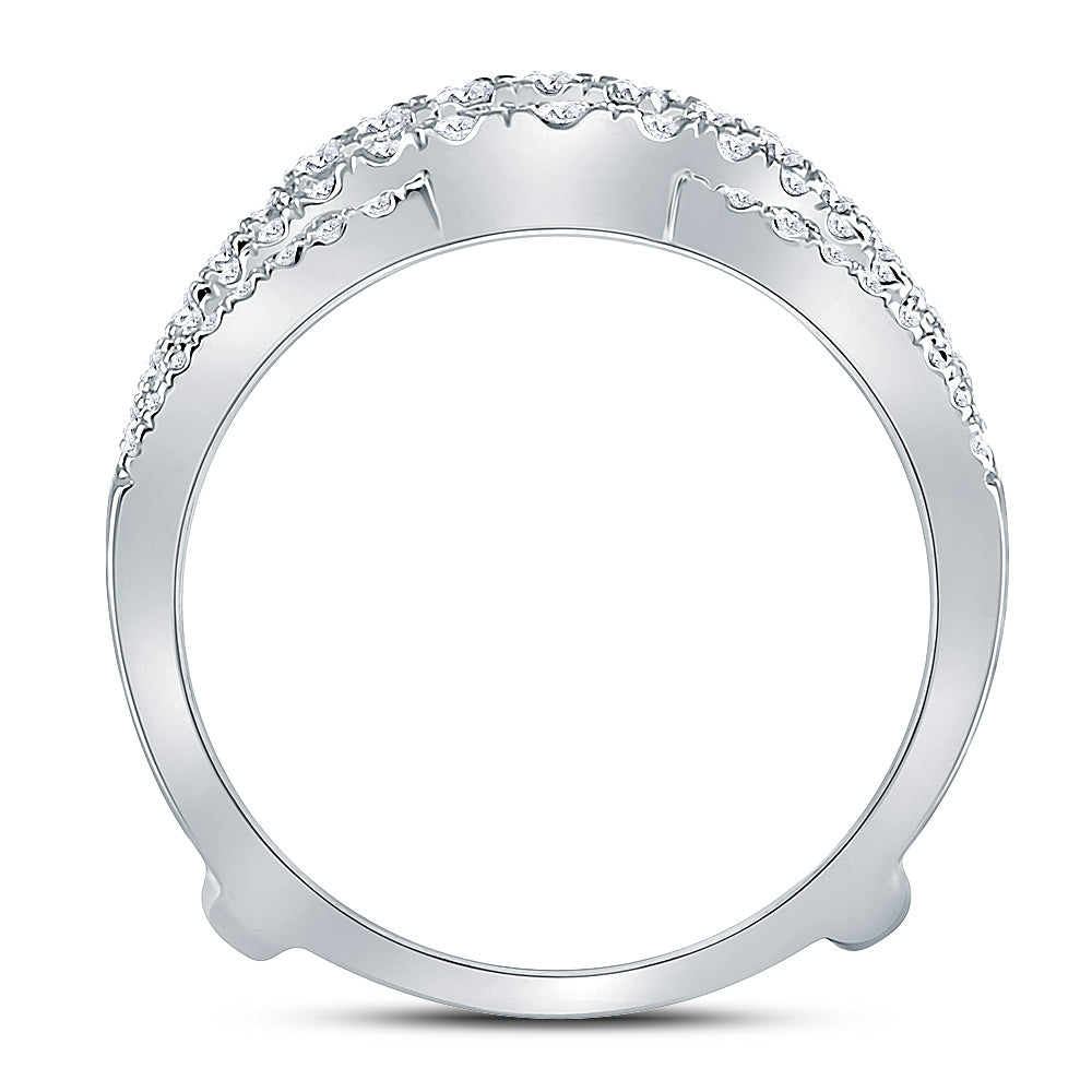 14K White Gold Womens Round Diamond Wrap Ring Guard Enhancer 5/8 Cttw, Womens Size: 5-10
