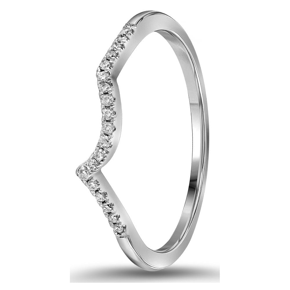 14K White Gold Womens Round Diamond Wedding Contoured Band 1/20 Cttw, Womens Size: 5-10