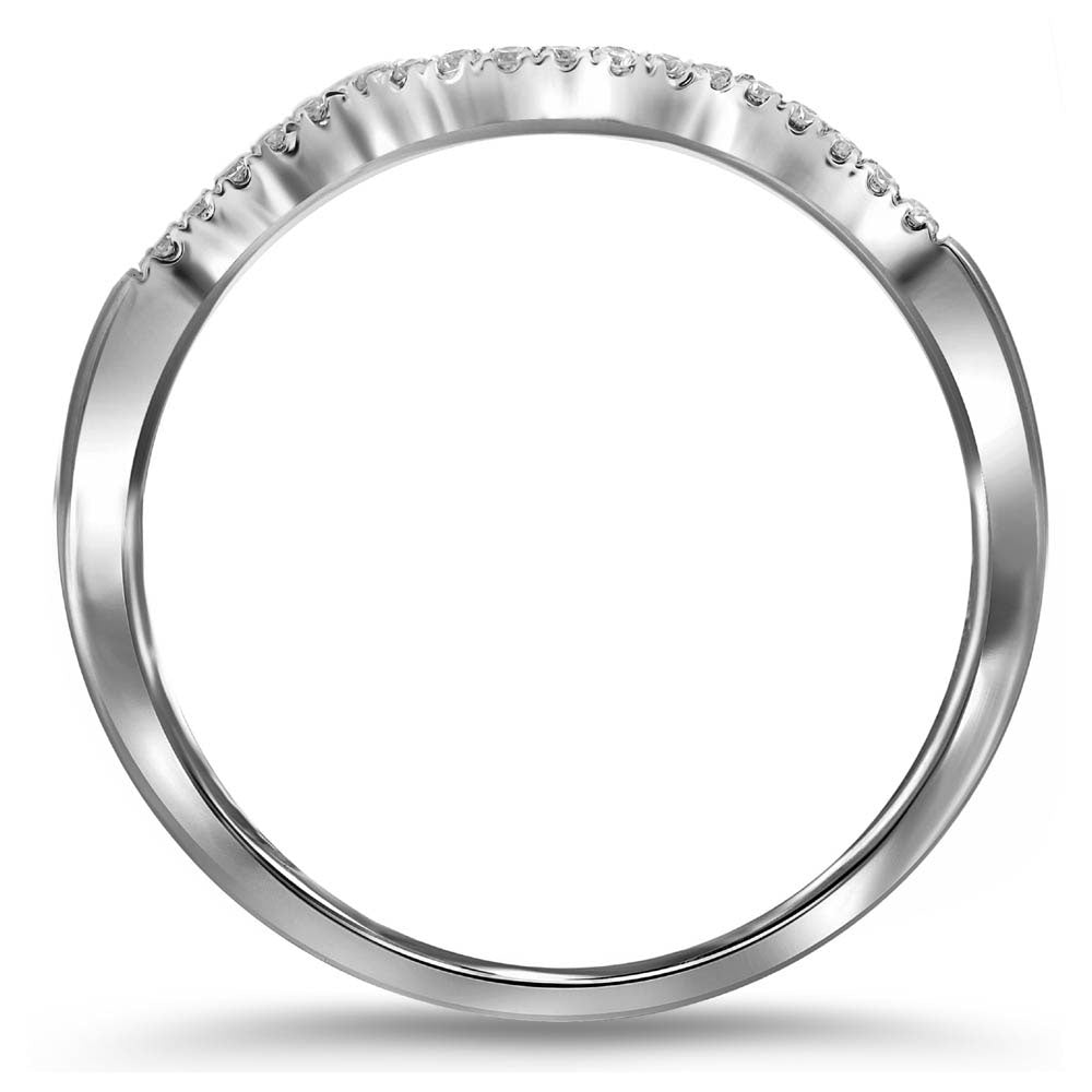 14K White Gold Womens Round Diamond Wedding Contoured Band 1/20 Cttw, Womens Size: 5-10