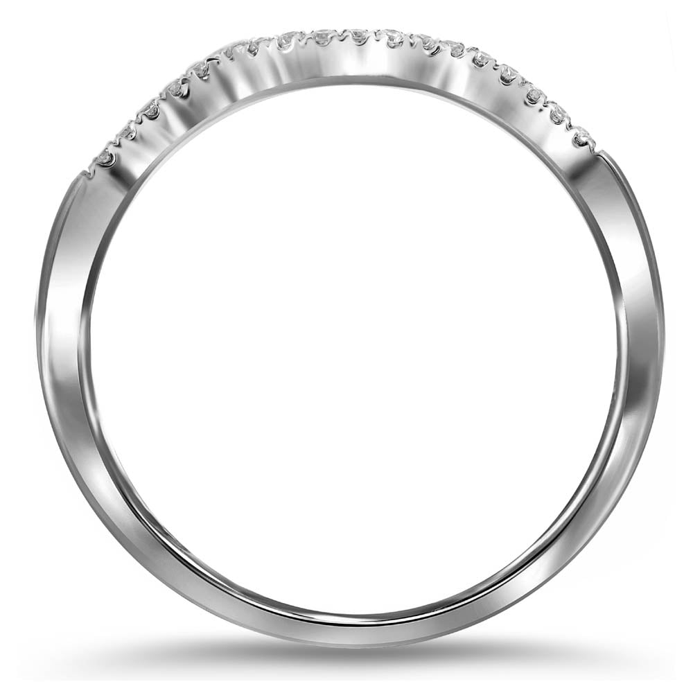 14K White Gold Womens Round Diamond Wedding Contoured Band 1/20 Cttw, Womens Size: 5-10