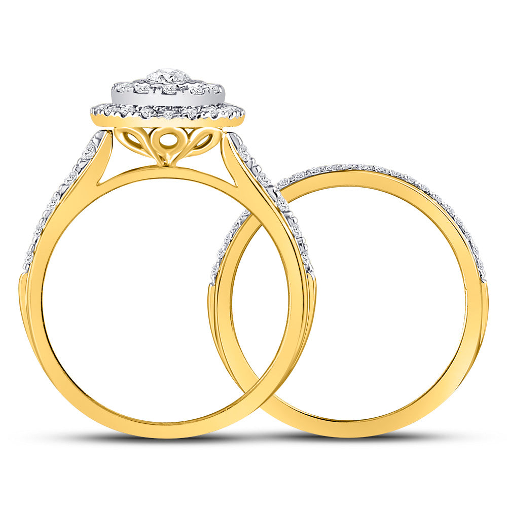 14K Yellow Gold Round Diamond Bridal Wedding Ring Band Set 1ctw, Womens Size: 5-10