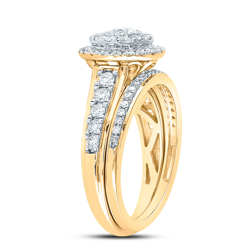 14K Yellow Gold Round Diamond Bridal Wedding Ring Band Set 1ctw, Womens Size: 5-10