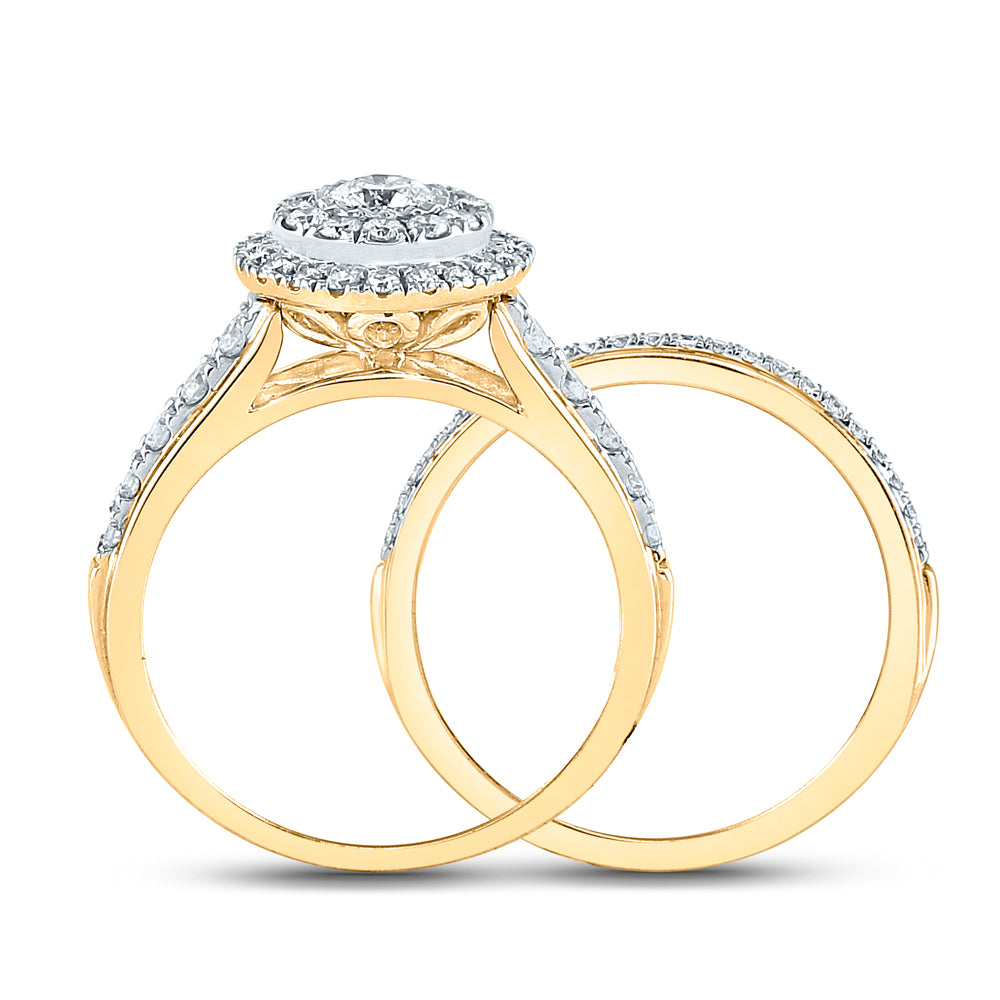 14K Yellow Gold Round Diamond Bridal Wedding Ring Band Set 1ctw, Womens Size: 5-10