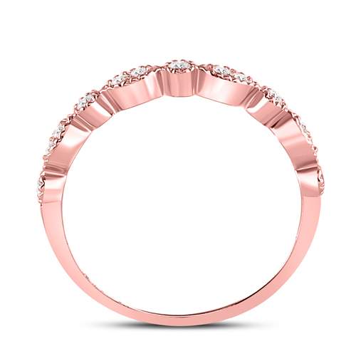 10K Rose Gold Womens Round Diamond Marquise Dot Stackable Band Ring 1/6 Cttw, Womens Size: 5-10