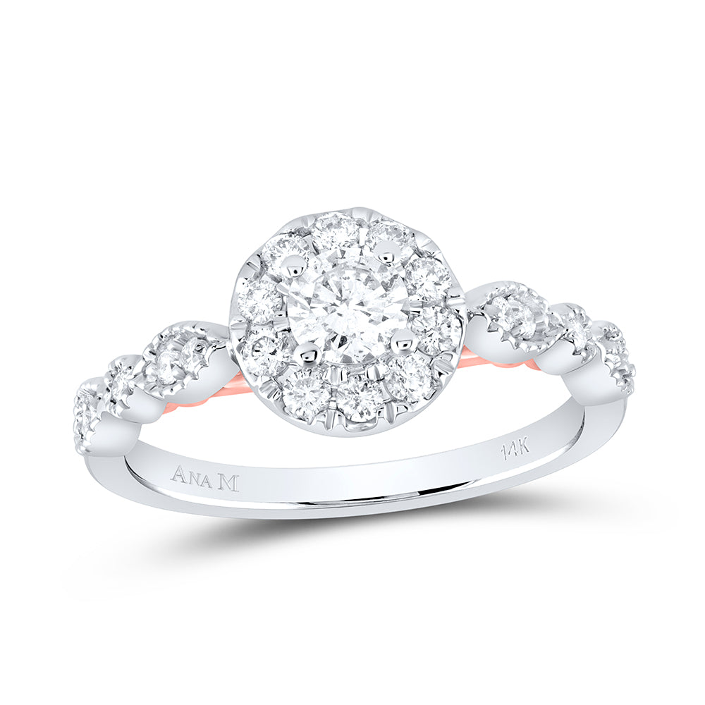 14K Two-tone Gold Round Diamond Solitaire Bridal Wedding Engagement Ring 3/4ctw, Womens Size: 5-10