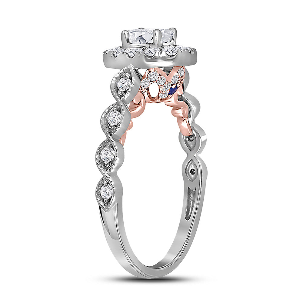 14K Two-tone Gold Oval Diamond Halo Bridal Wedding Engagement Ring 3/4 Cttw, Womens Size: 5-10