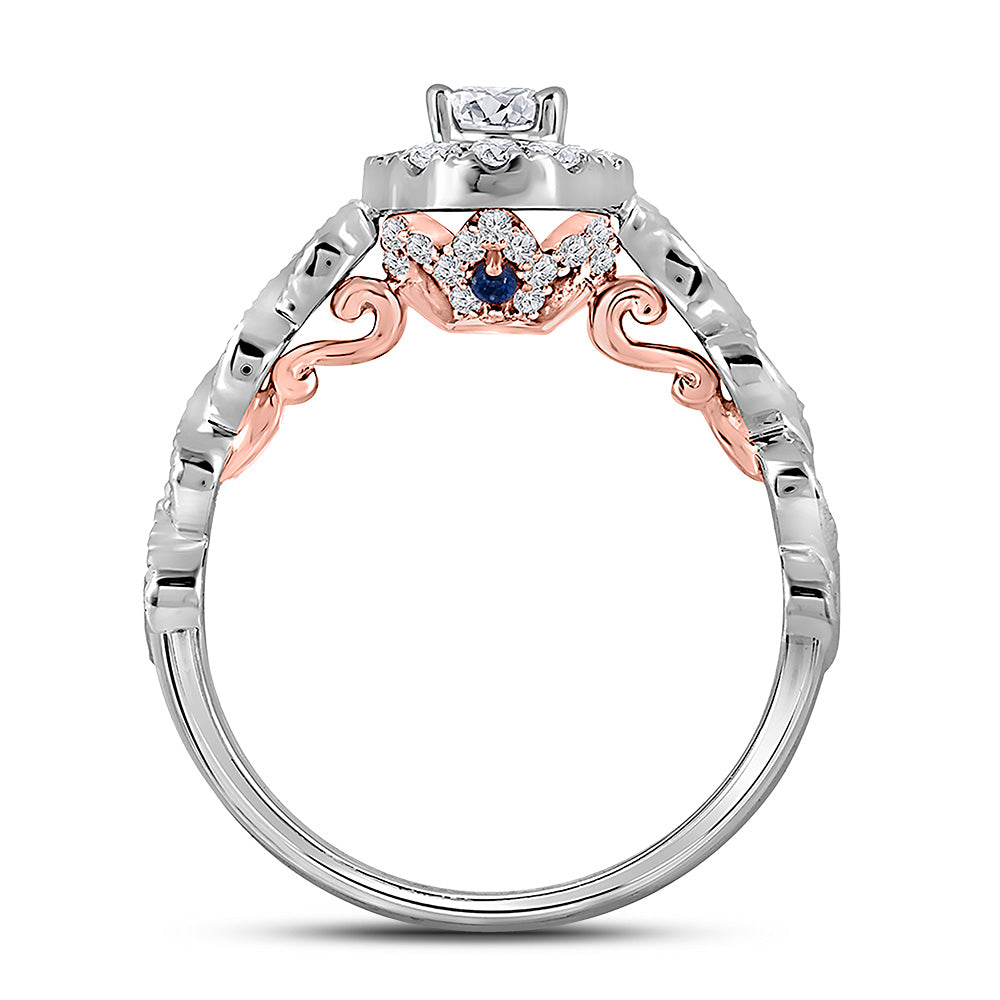 14K Two-tone Gold Oval Diamond Halo Bridal Wedding Engagement Ring 3/4 Cttw, Womens Size: 5-10
