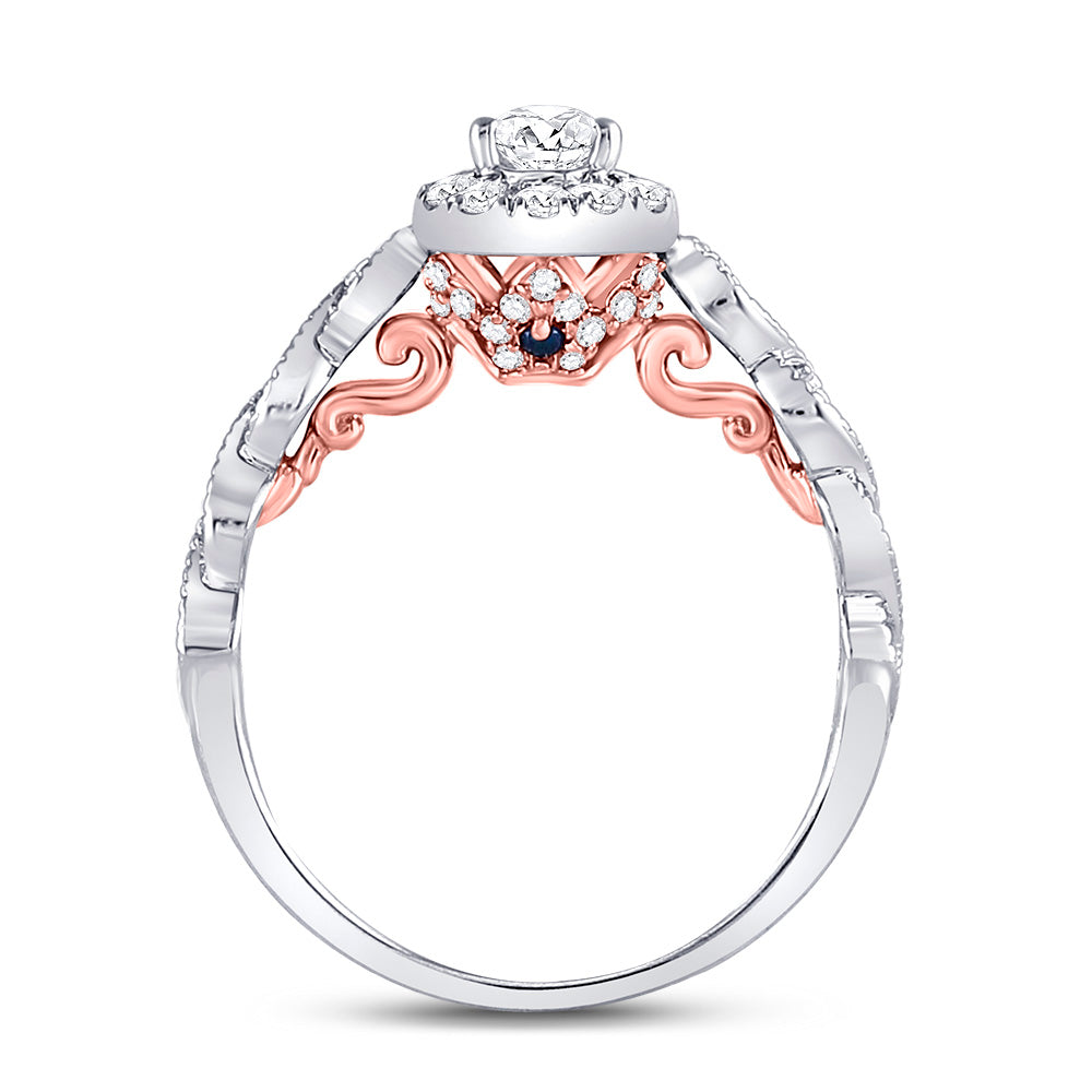 14K Two-tone Gold Pear Diamond Solitaire Bridal Wedding Engagement Ring 3/4 Cttw, Womens Size: 5-10