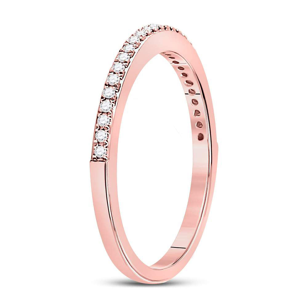 10K Rose Gold Womens Round Diamond Single Row Stackable Band Ring 1/8 Cttw, Womens Size: 5-10