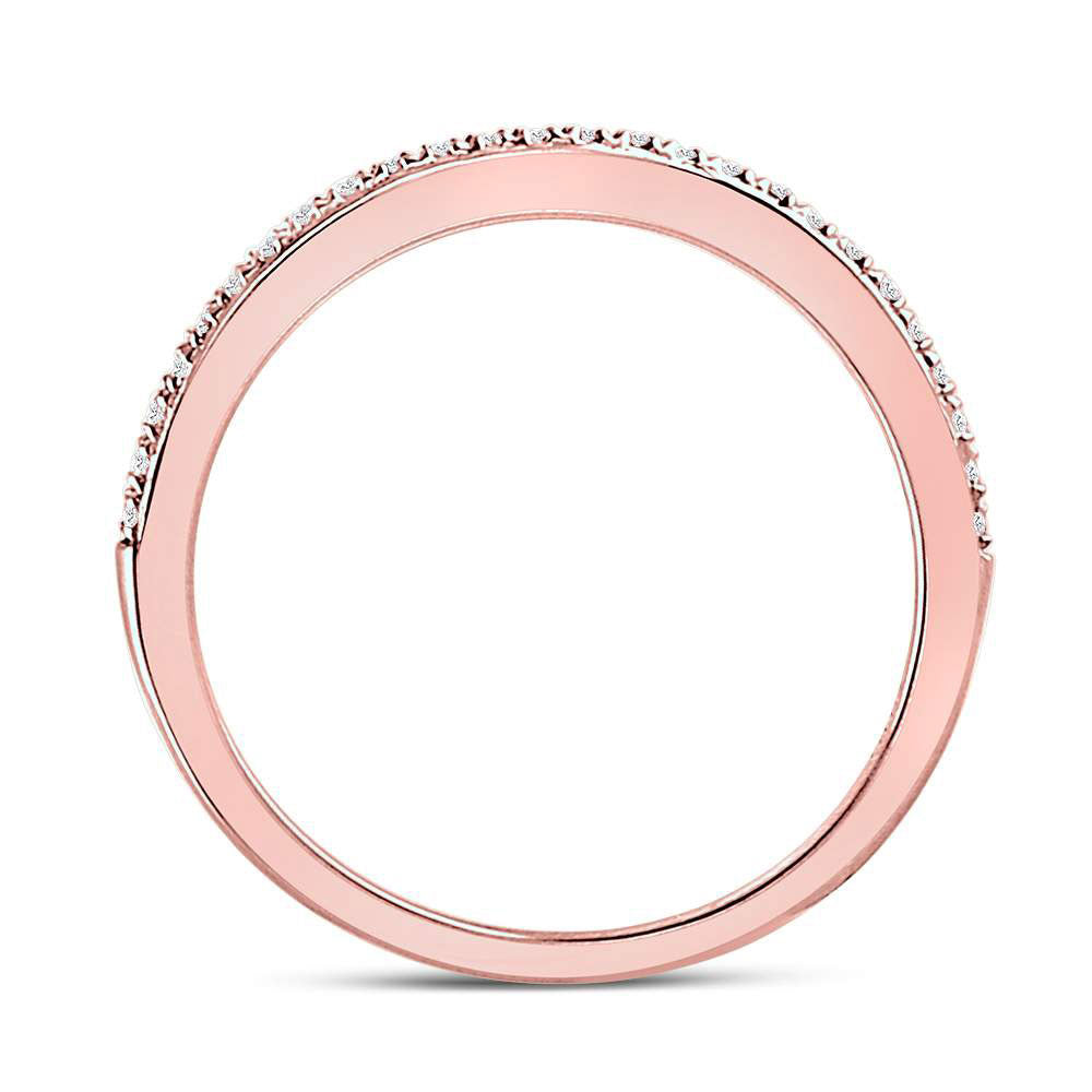 10K Rose Gold Womens Round Diamond Single Row Stackable Band Ring 1/8 Cttw, Womens Size: 5-10