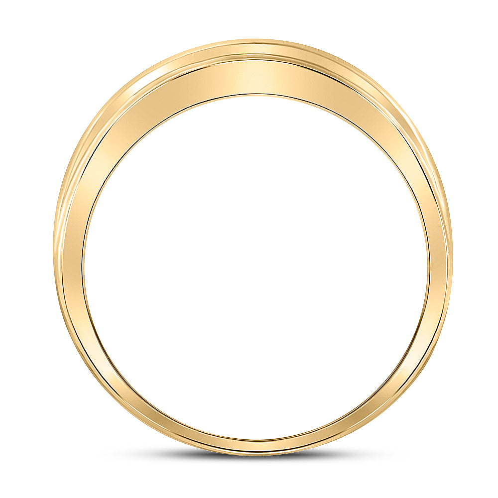 14K Yellow Or White Gold Mens Round Diamond Wedding 2-Row Band Ring 1/4 Cttw, Mens Size: 7-13