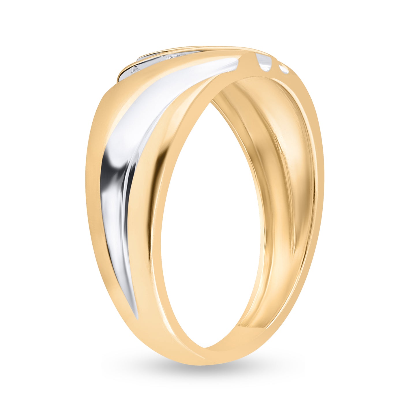 14K Yellow Gold Mens Round Diamond Wedding Band Ring 1/8 Cttw, Mens Size: 7-13
