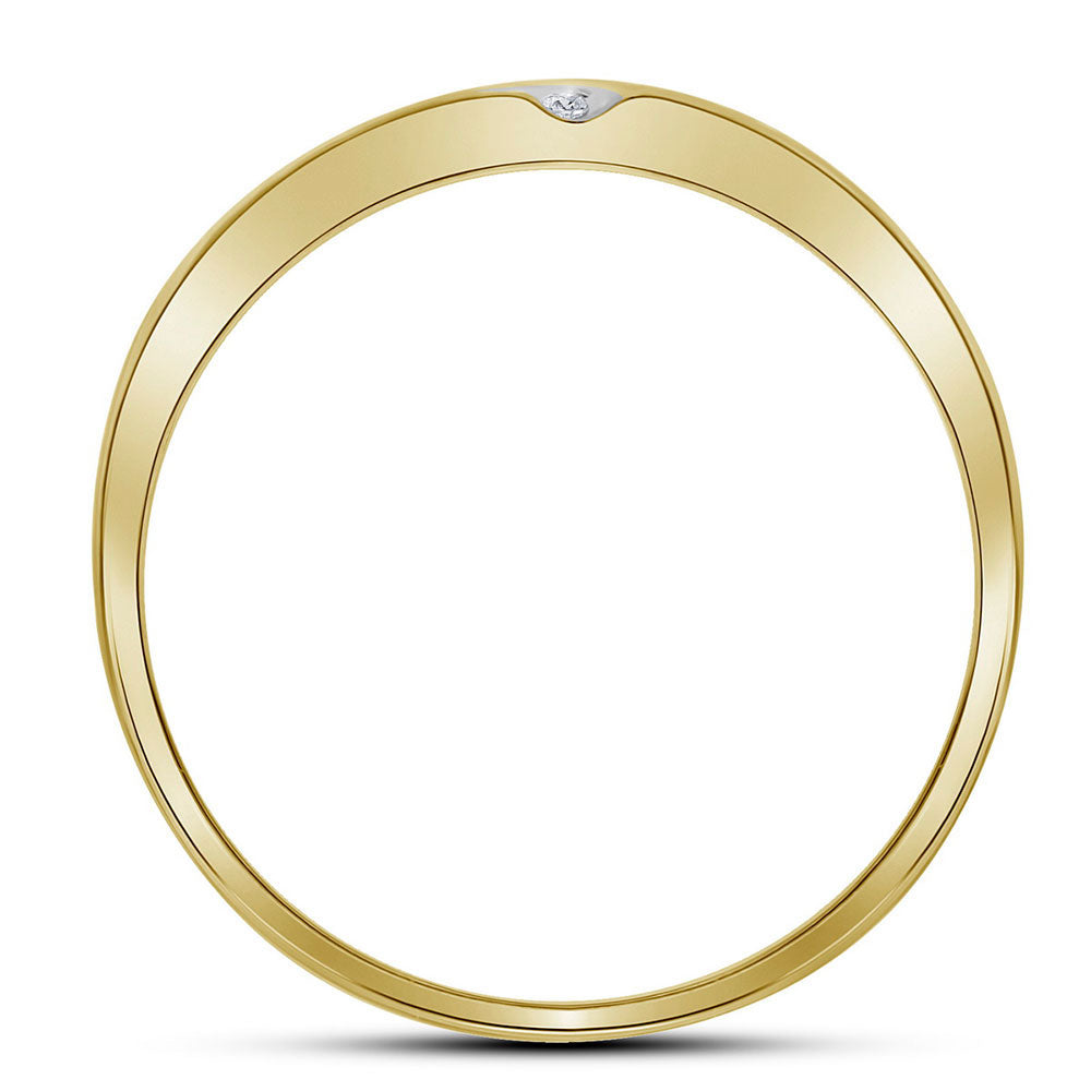10K Yellow Gold Mens Round Diamond Double Row Slender Wedding Band 1/8 Cttw, Mens Size: 7-13