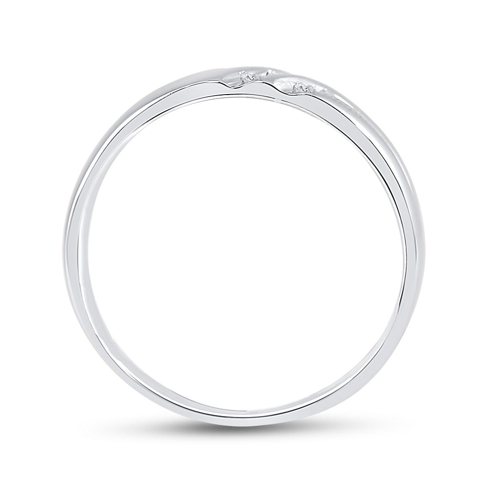 14K White Gold Mens Round Diamond Wedding Band Ring 1/8ctw, Mens Size: 7-13