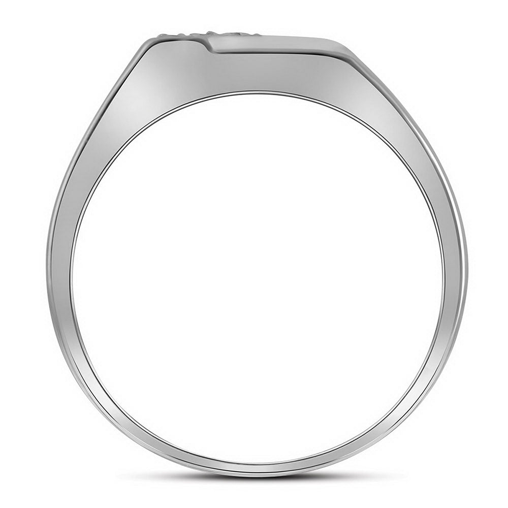 Sterling Silver Mens Round Prong-set Diamond Diagonal Double Row Band Ring 1/10 Cttw, Mens Size: 7-13