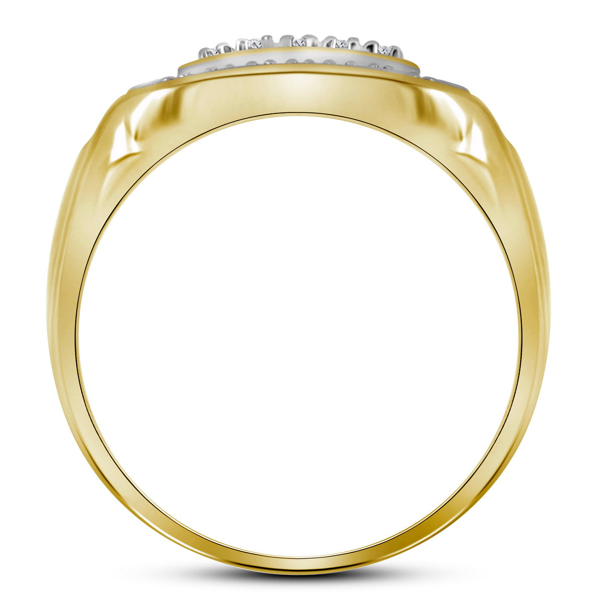 Sterling Silver Mens Round Diamond Square Frame Cluster Ring 1/10 Cttw, Mens Size: 7-13