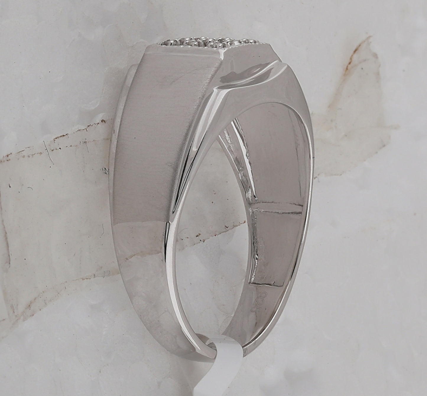 Sterling Silver Mens Round Diamond Square Cluster Ring .03 Cttw, Mens Size: 7-13