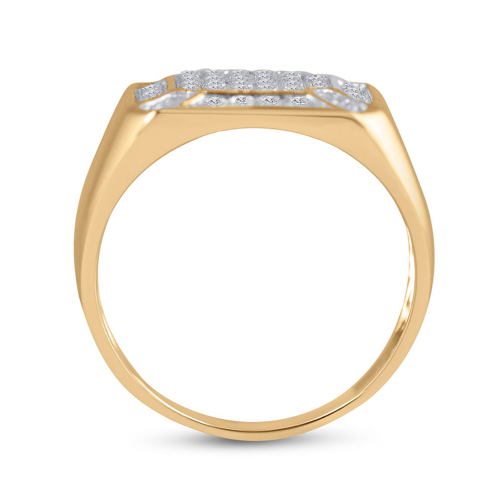 10K Yellow Gold Mens Round Diamond Square Cluster Ring 1/3 Cttw, Mens Size: 7-13