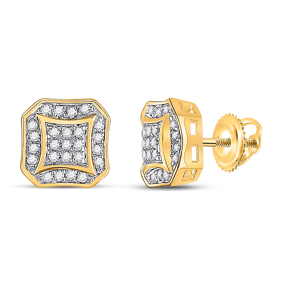 10kt Yellow Gold 1/6 Cttw Diamond Hiphop Octagon Earring