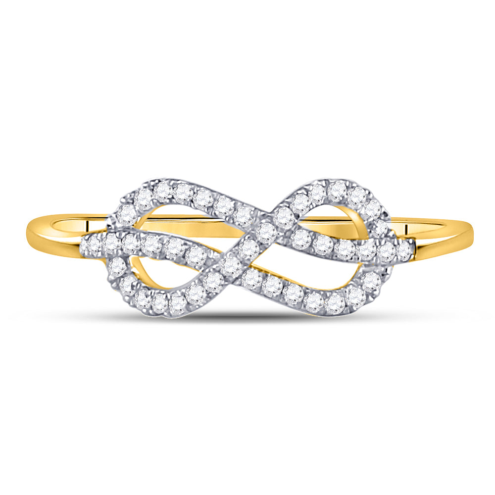 10kt Yellow Gold Womens Round Diamond Infinity Bridal Wedding Engagement Anniversary Ring 1/6 Cttw, Women Size: 5-9