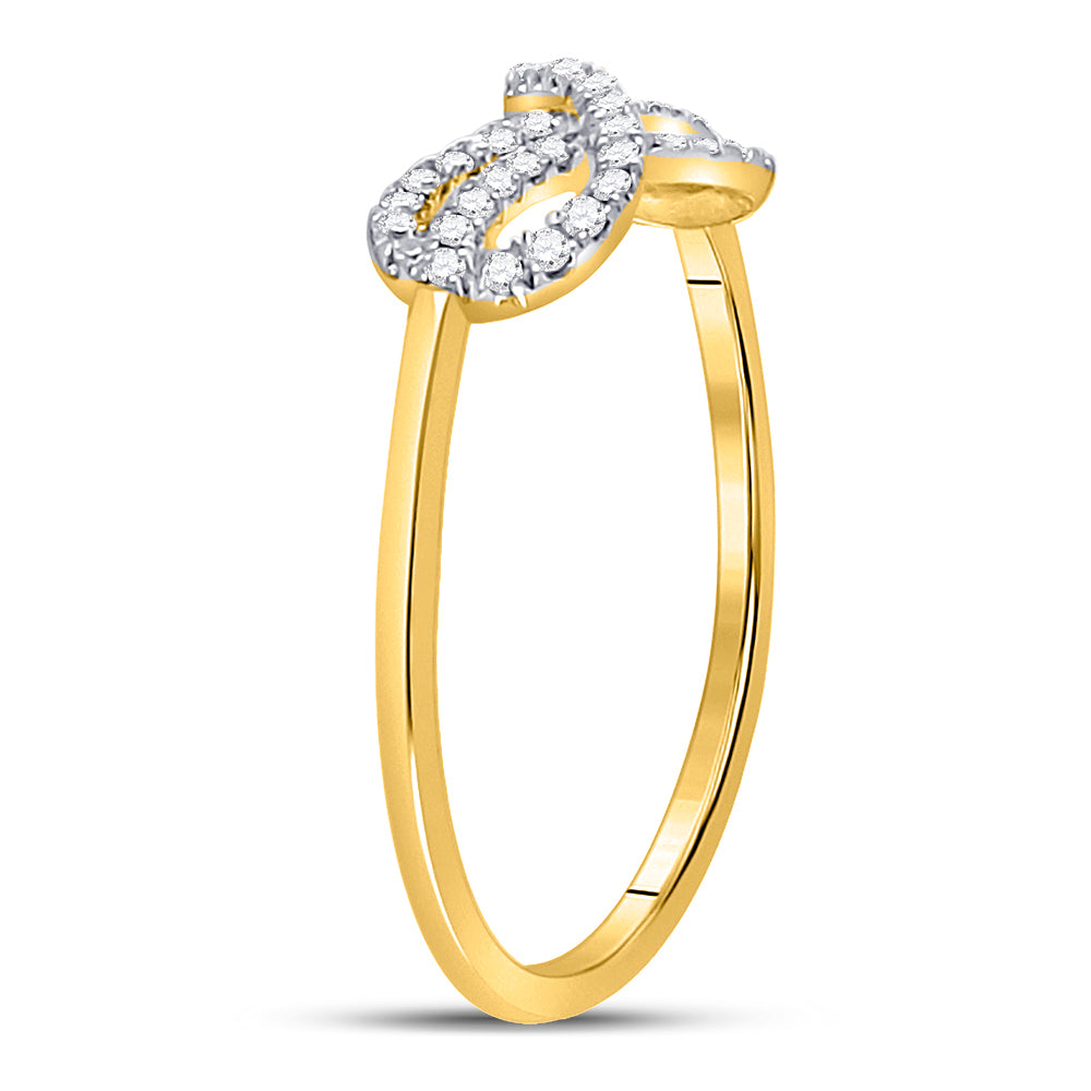 10kt Yellow Gold Womens Round Diamond Infinity Bridal Wedding Engagement Anniversary Ring 1/6 Cttw, Women Size: 5-9