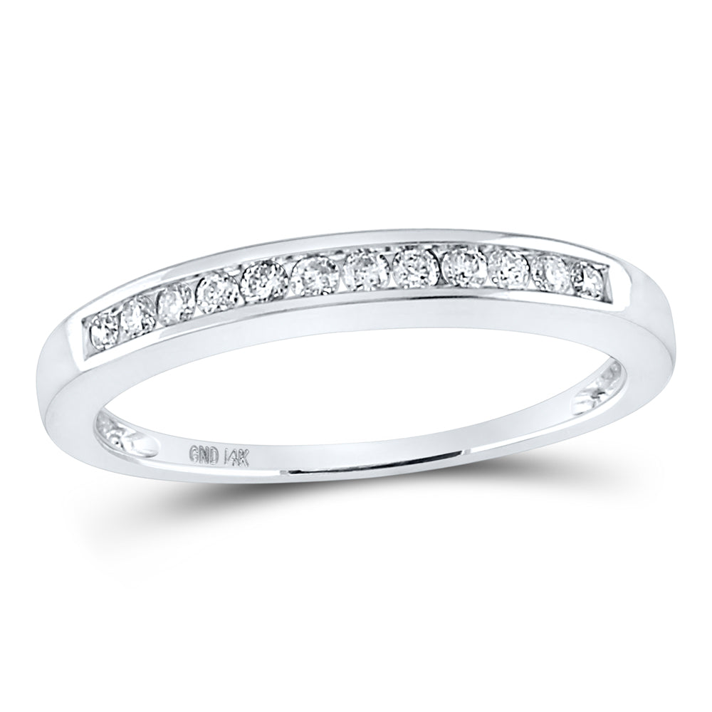 14K White Gold Womens Round Diamond Wedding Channel Set Band 1/4 Cttw, Womens Size: 5-10