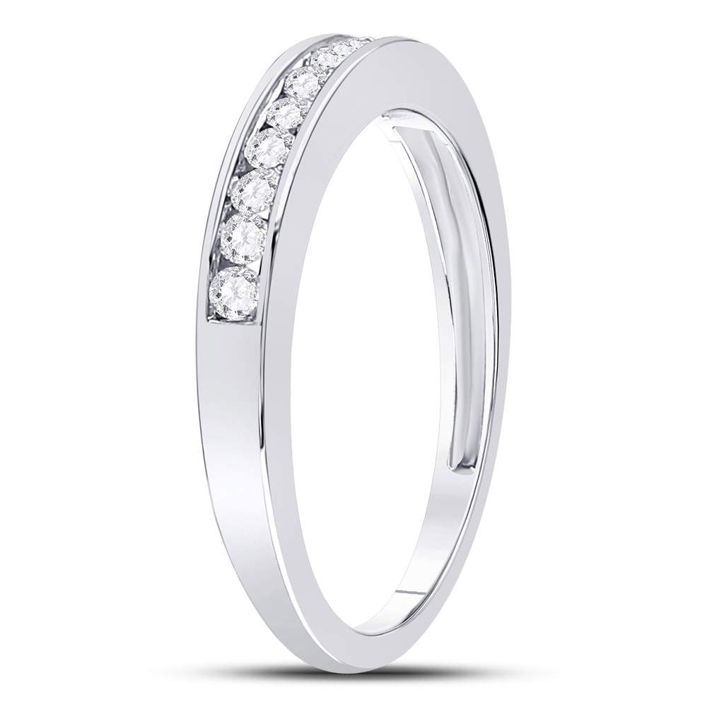 14K White Gold Womens Round Diamond Wedding Channel Set Band 1/4 Cttw, Womens Size: 5-10