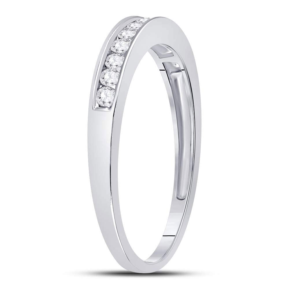 14kt White Gold Womens Round Diamond Wedding Channel Set Band 1/4 Cttw Size 8
