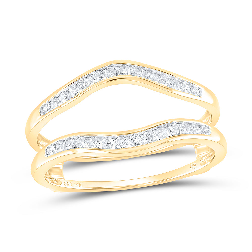 14K Yellow Gold Womens Round Diamond Channel Set Wrap Ring Guard Enhancer 1/4 Cttw, Womens Size: 5-10