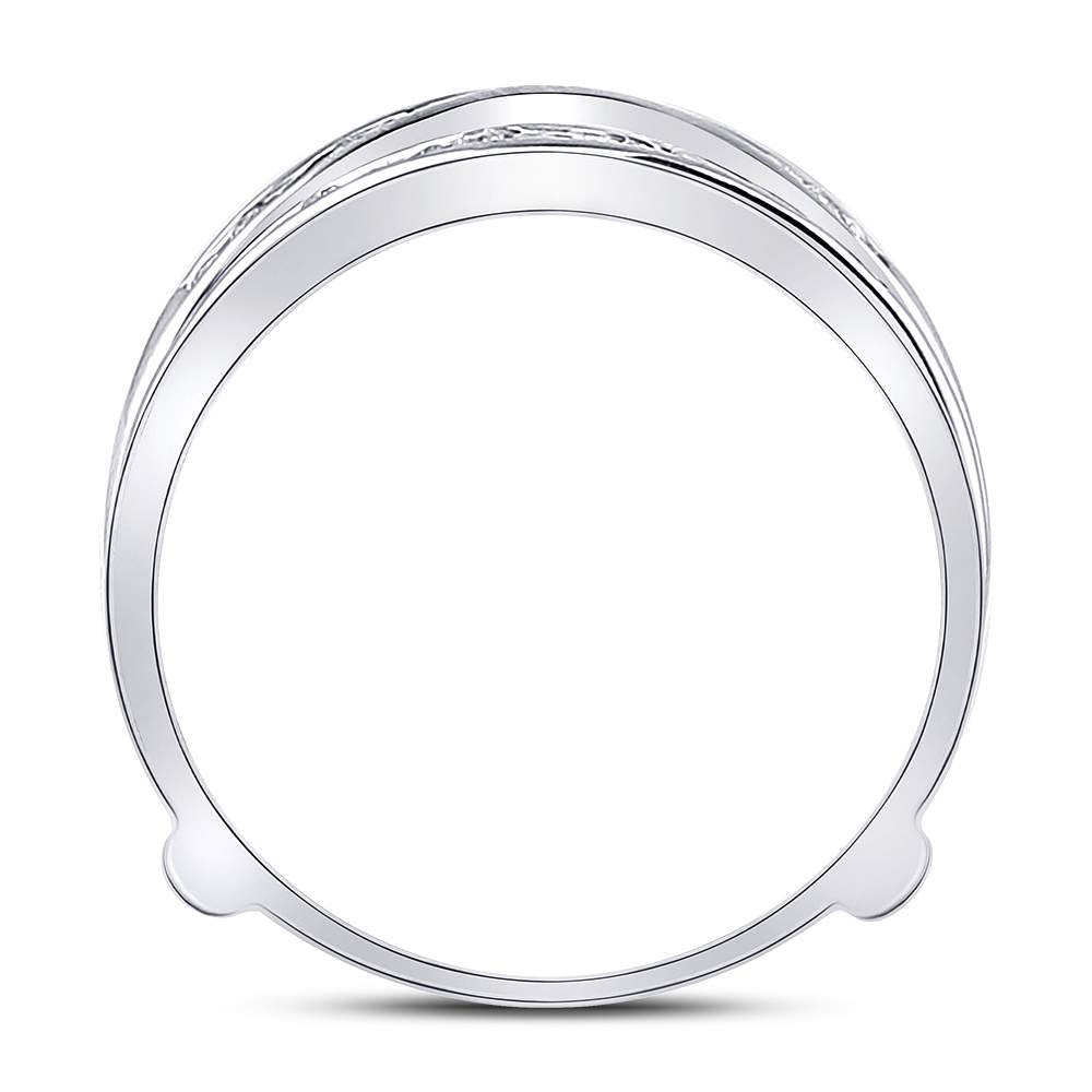 14K White Gold Womens Round Diamond Ring Guard Wrap Solitaire Enhancer 1/4ctw, Womens Size: 5-10