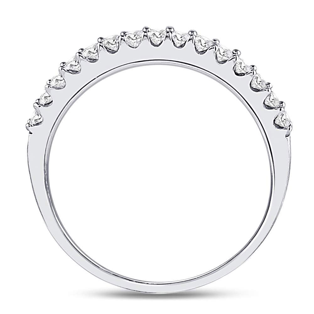 14K White Gold Womens Round Pave-set Diamond Single Row Wedding Band 1/4ctw, Womens Size: 5-10