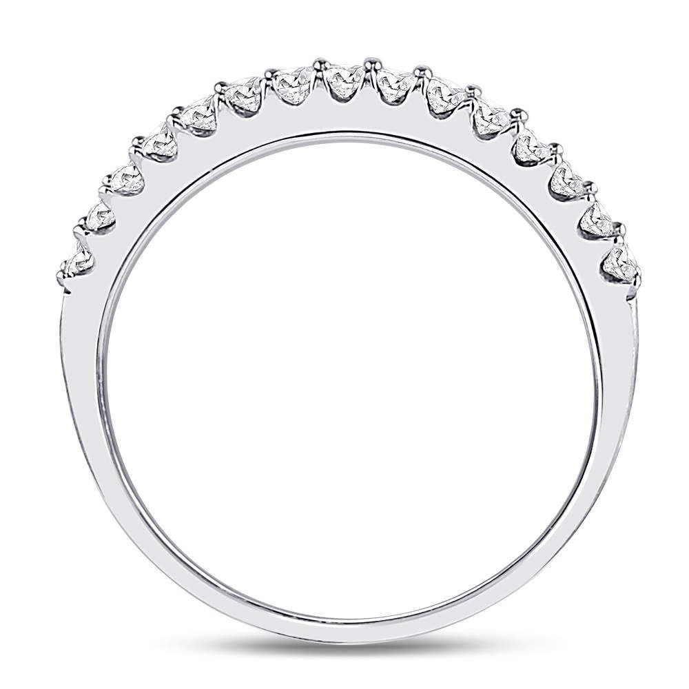 14K White Gold Womens Round Pave-set Diamond Single Row Wedding Band 1/4ctw, Womens Size: 5-10