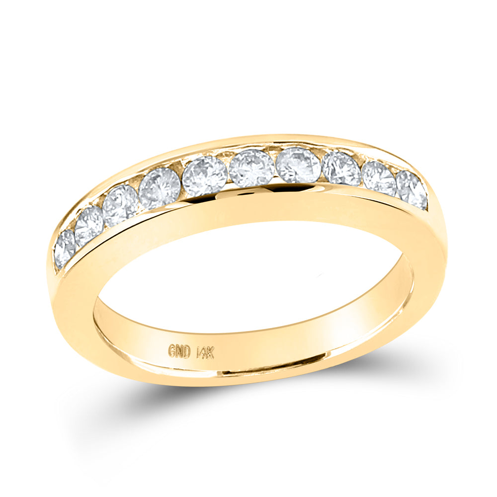 14kt Yellow Gold Womens Round Diamond Wedding Channel Set Band 1/2 Cttw
