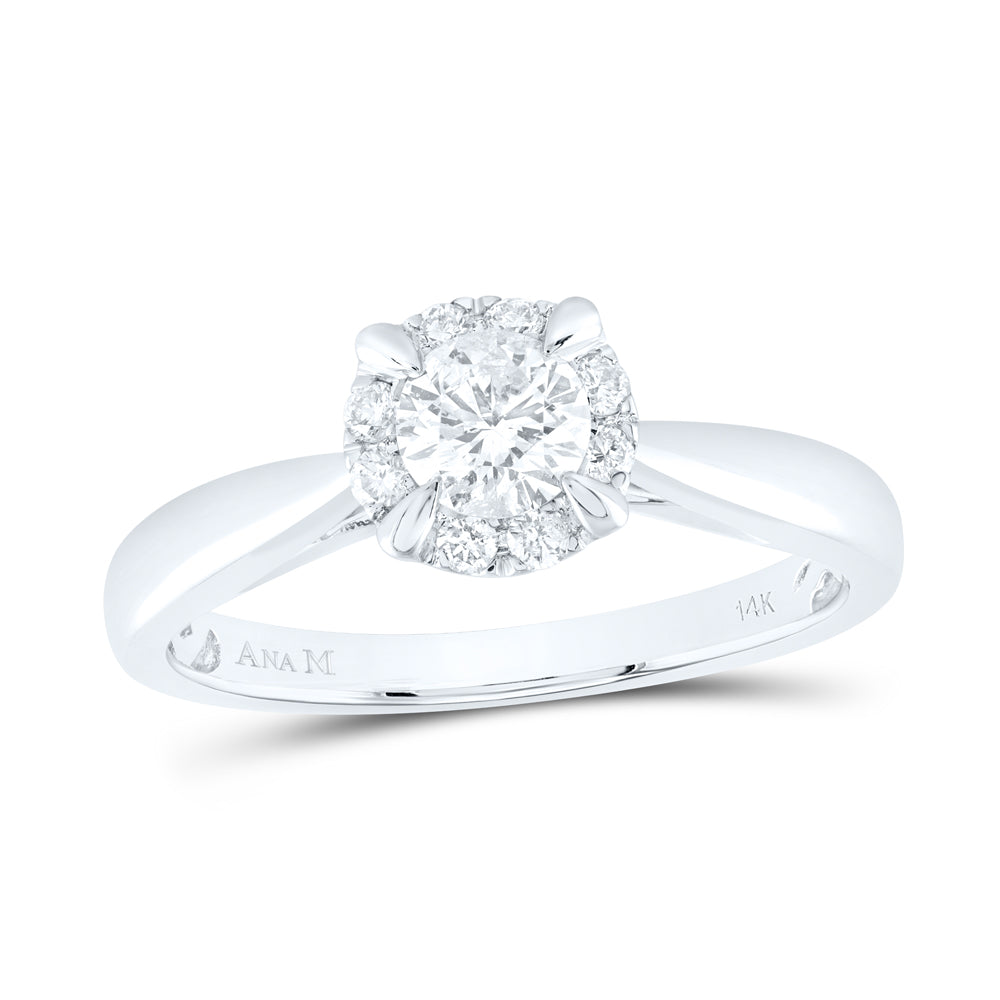 14K White Gold Round Diamond Solitaire Bridal Wedding Engagement Ring 1/2 Cttw, Womens Size: 5-10