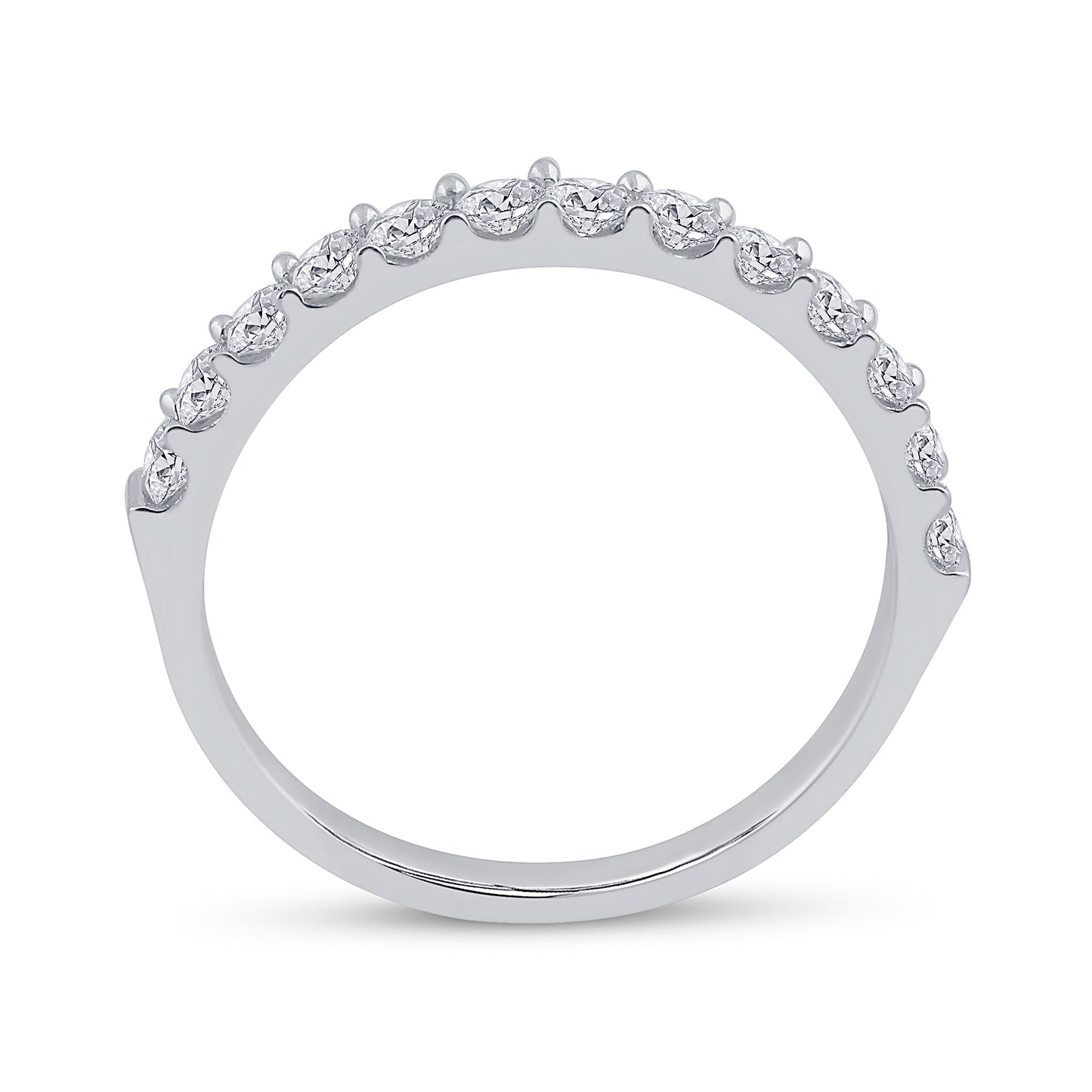 14K White Gold Womens Round Diamond Single Row Wedding Band 1/2 Cttw, Womens Size: 5-10