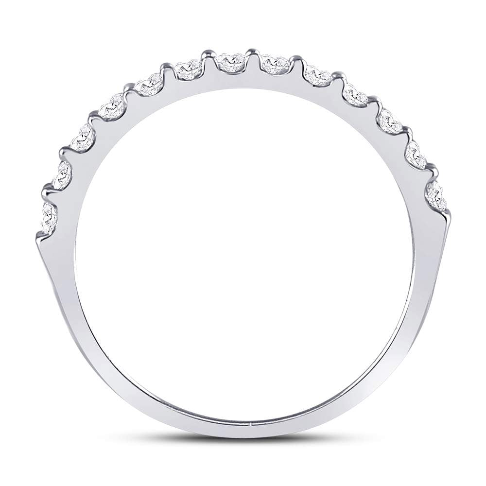 14K White Gold Womens Round Diamond Single Row Wedding Band 1/2 Cttw, Womens Size: 5-10
