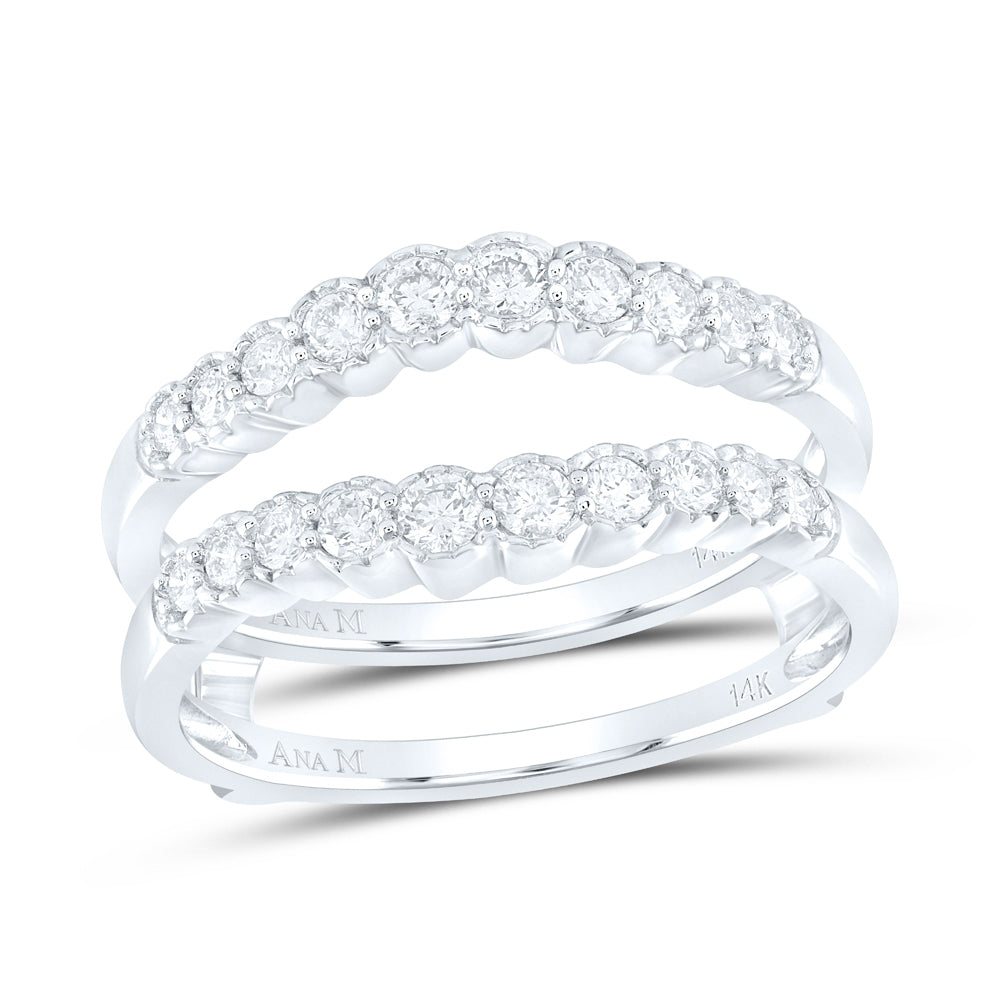 14K White Gold Womens Round Diamond Wrap Ring Guard Enhancer 1/2 Cttw, Womens Size: 5-10