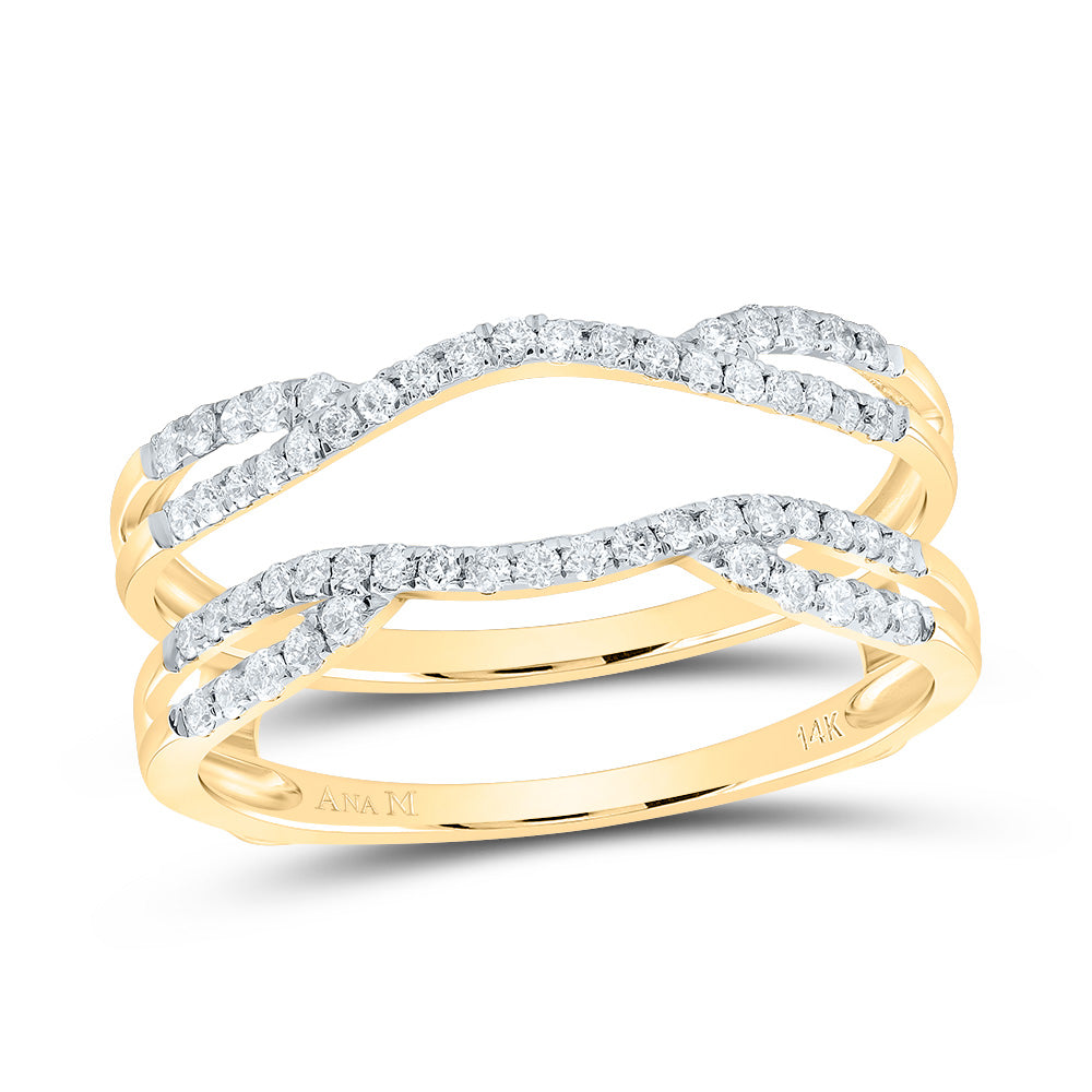 14K Yellow Gold Womens Round Diamond Curved Wrap Ring Guard Enhancer 1/3 Cttw, Womens Size: 5-10