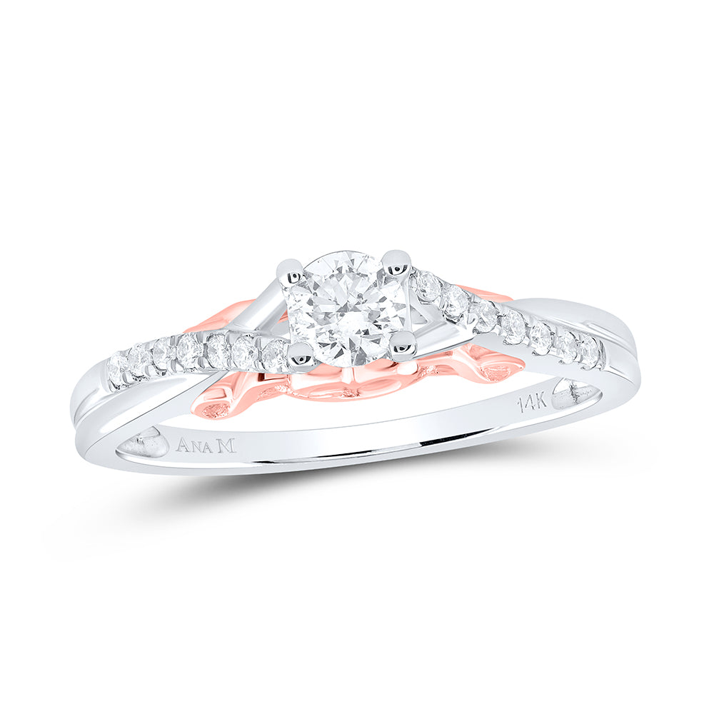 14K White Gold Round Diamond Solitaire Bridal Wedding Engagement Ring 1/3ctw, Womens Size: 5-10