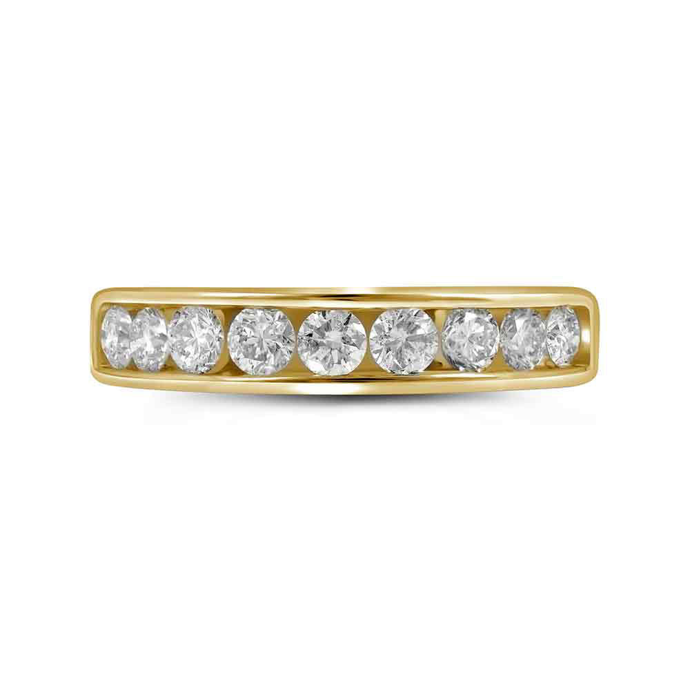 14K Yellow Gold Womens Round Diamond Wedding Channel Set Band 1 Cttw, Womens Size: 5-10