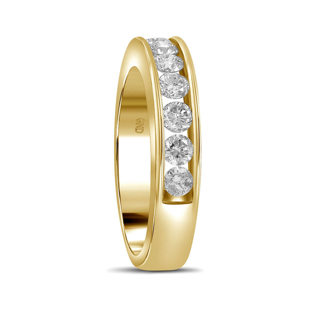 14K Yellow Gold Womens Round Diamond Wedding Channel Set Band 1 Cttw, Womens Size: 5-10