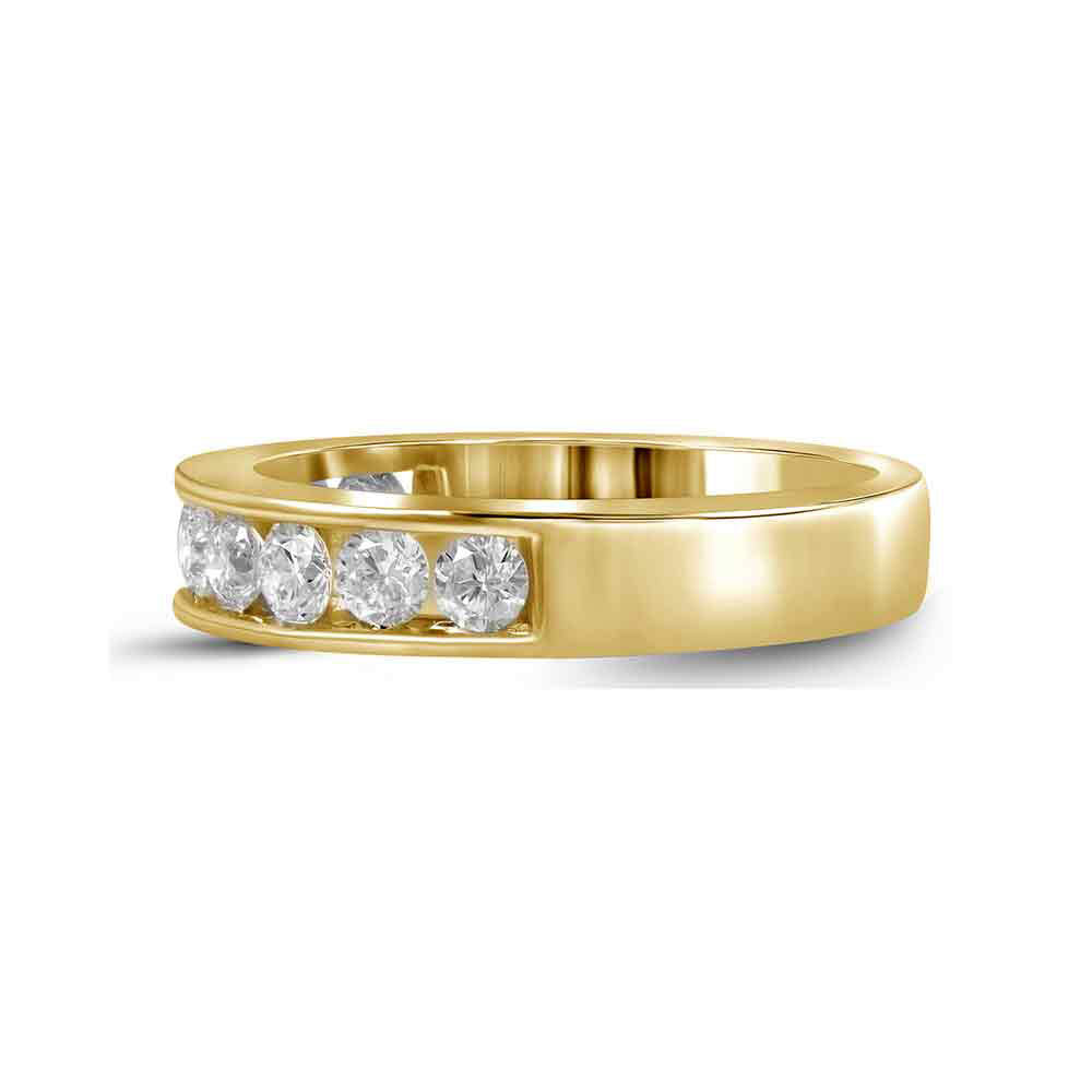 14K Yellow Gold Womens Round Diamond Wedding Channel Set Band 1 Cttw, Womens Size: 5-10