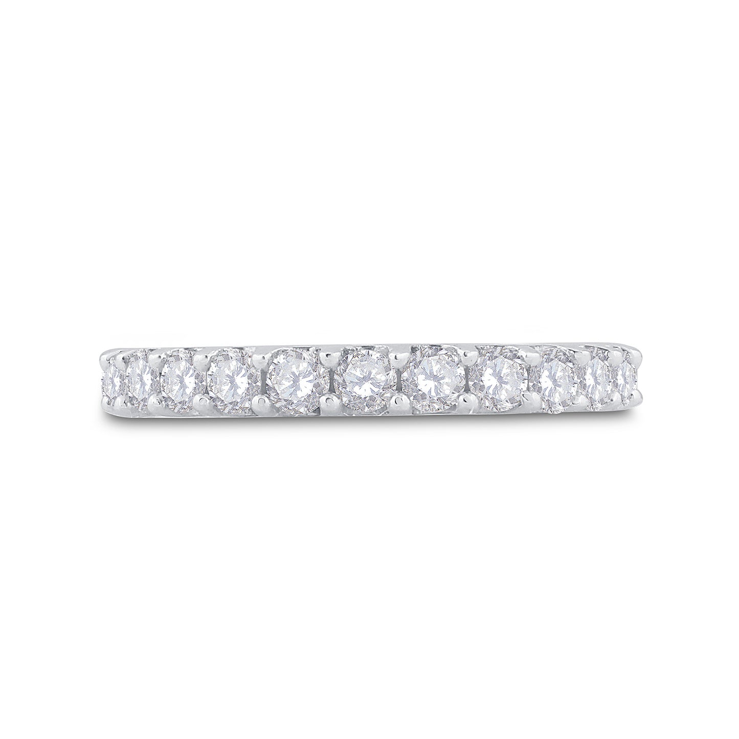 14K White Gold Womens Round Pave-set Diamond Single Row Wedding Band 1 Cttw, Womens Size: 5-10